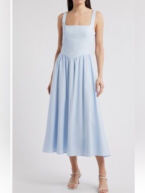 Fit and Flare  Light Blue Midi Dress